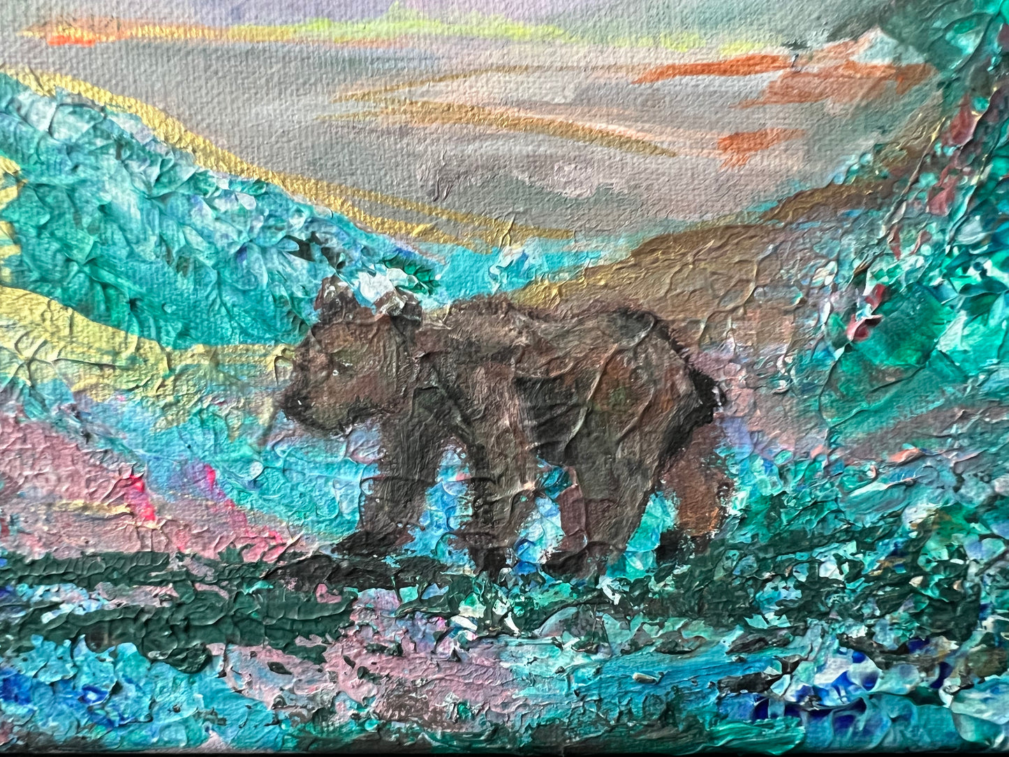 Small 40x30 cm acrylic painting “ Lonely Bear”