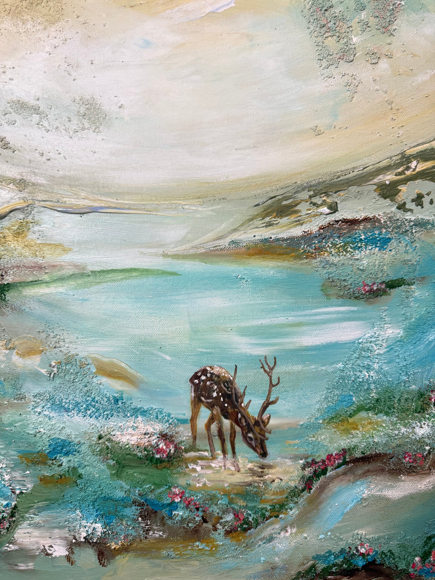 22x18 inches Acrylic Deer painting Textured