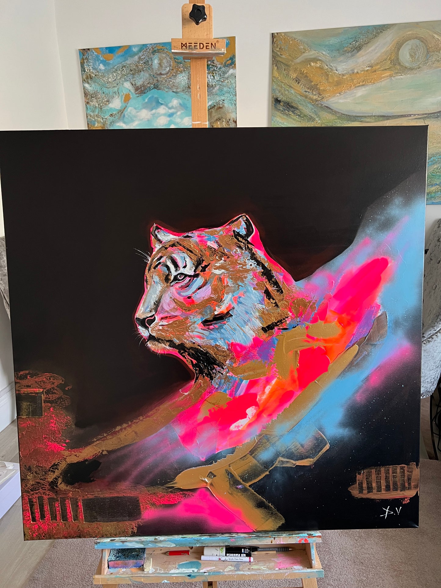 New Acrylic Tiger Painting 100x100 cm